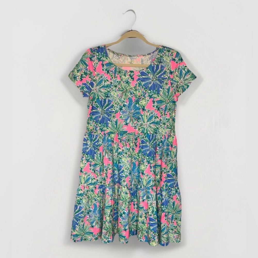 New Lilly Pulitzer Geanna Short Sleeve Dress Soleil Pink Good Hare Day Size S